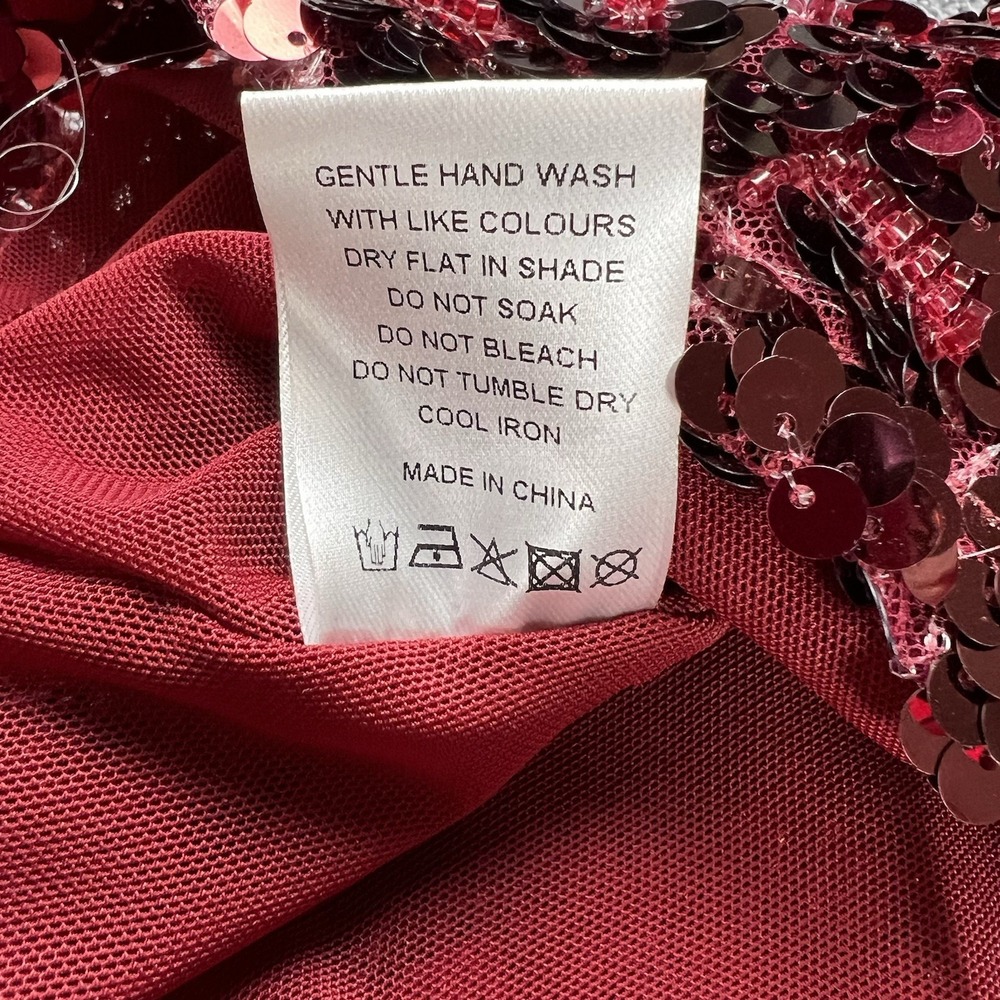 WHITE FOX Sequin Mini Skirt Womens Size Med Wine Color Invisible Side Zipper NWT - Picture 8 of 11